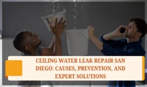 Ceiling Water Leak Repair San Diego: Ceiling water damage from a leak in a San Diego home