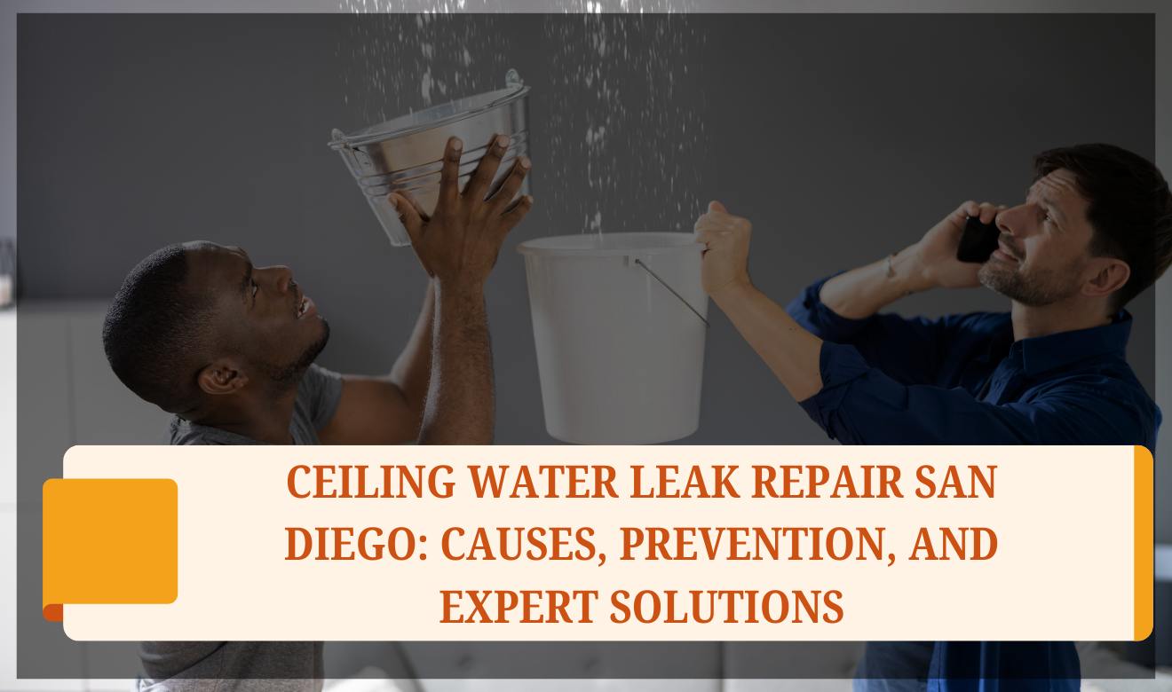 Ceiling Water Leak Repair San Diego: Ceiling water damage from a leak in a San Diego home
