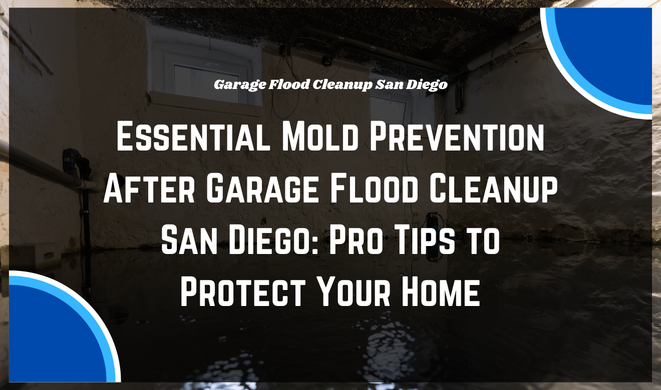 Garage floor drying process during garage flood cleanup San Diego.