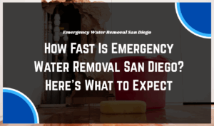 Flooded living room undergoing emergency water removal San Diego