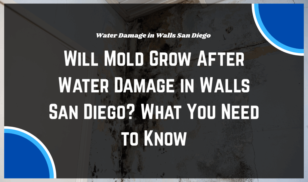 Damaged drywall with mold caused by water damage in walls San Diego